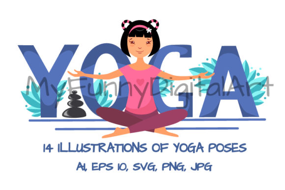 14 Illustrations of Yoga Poses: Graphics for Crafters
