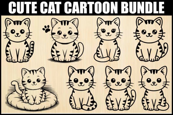 Adorable Cartoon Cat Clipart Bundle Graphics Review