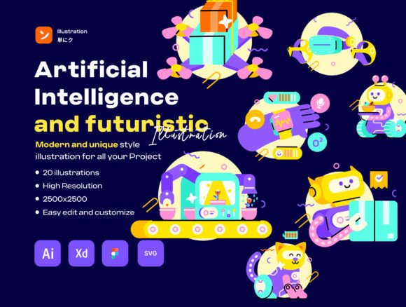 Artificial Intelligence Futuristic Graphics & Illustrations