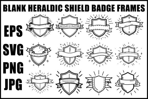 Black Heraldic Shield Sword Graphics for Illustrations Crafting