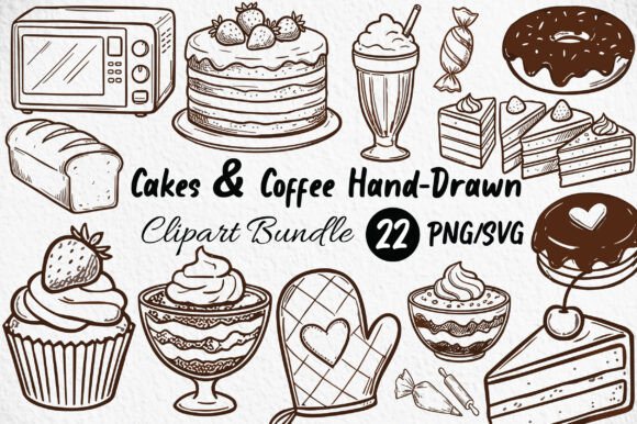 Cakes Coffee Clipart SVG PNG Bundle: Graphics & Illustrations Review