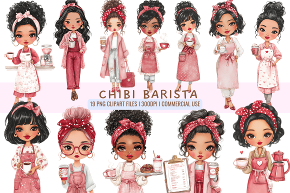 Chibi Barista Clipart Graphics and Illustrations