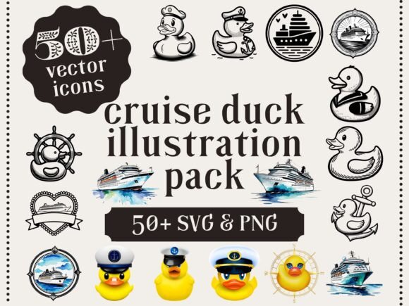 Cruise Duck SVG PNG Illustration Pack: Graphics & Illustrations