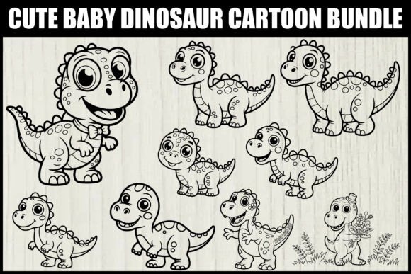 Cute Baby Dinosaur Cartoon SVG Set: Graphics & Illustrations Review