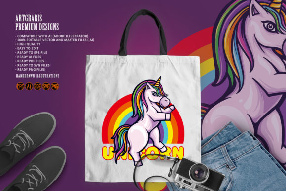 Cute Unicorn Pony Rainbow Illustrations Graphics for Sellers