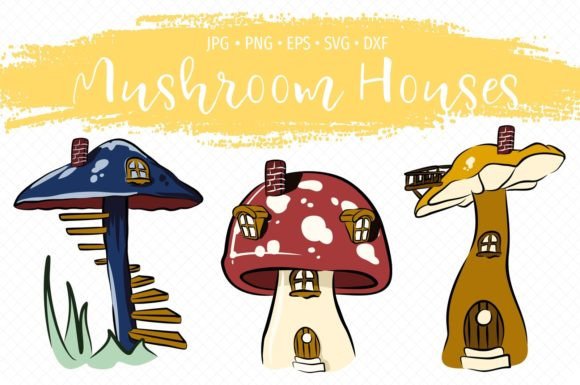 Fairy Mushroom Houses Clipart: Graphics & Illustrations Review