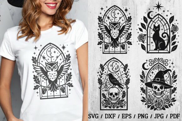 Halloween Gothic Stained Glass SVG Files: Graphics & Illustrations