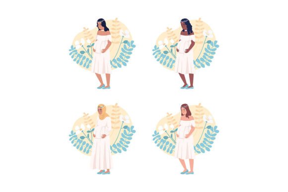 Happiness of Pregnancy Illustrations Set: A Graphics Review