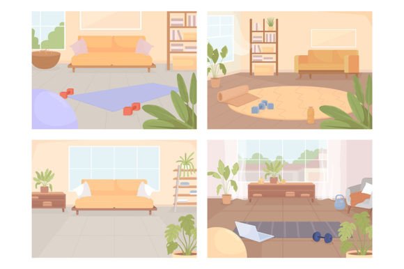 Home Gym for Exercising Illustrations: Graphics Review