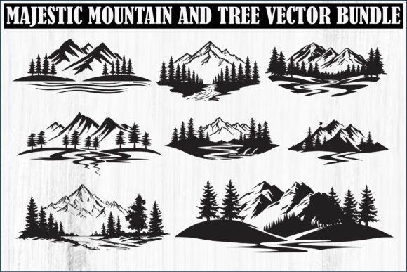 Majestic Mountain and Tree Vector Bundle for Small Business Branding