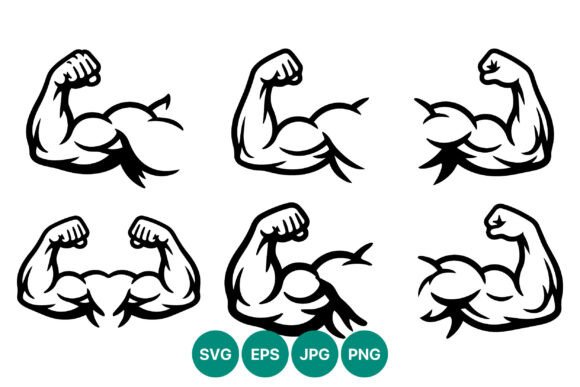 Muscular Arm Flex Vector Set: Graphics & Illustrations for Branding