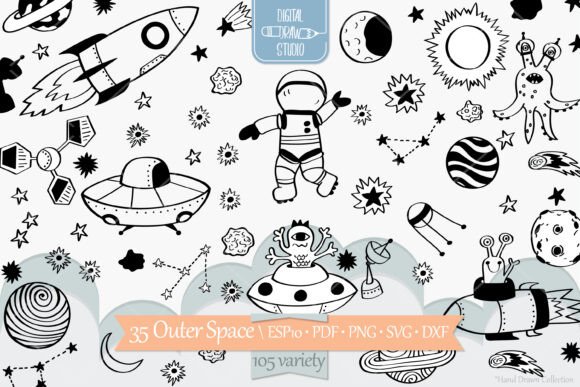 Outer Space Planet, Astronaut, Alien Graphics & Illustrations
