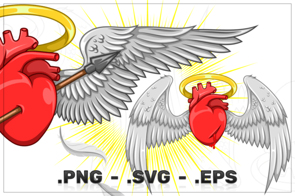 Realistic Anatomical Heart with Wings Graphics and Illustrations Review