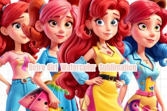 Retro Girl Watercolor Sublimation: Graphics & Illustrations Review