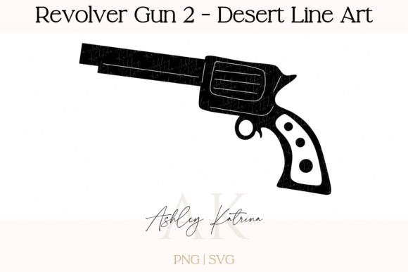 Revolver Gun 2: Western Desert Line Art Graphics & Illustrations