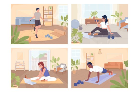 Sports Exercising Vector Illustrations Graphics Review