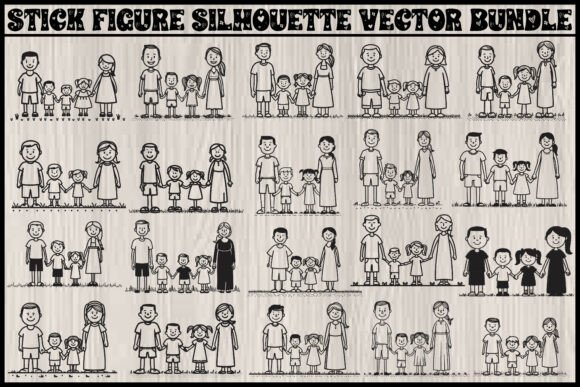 Stick Figure Family Friends Silhouette Graphics