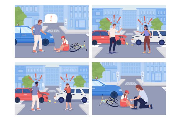 Vehicle Collision Vector Illustrations: Graphics & Illustrations Review