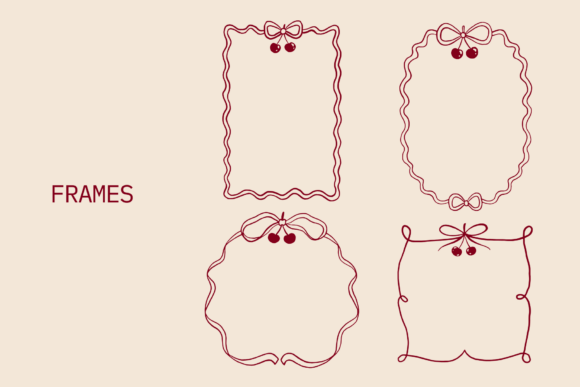 Whimsical Coquette Cherry Frames for Branding & Packaging