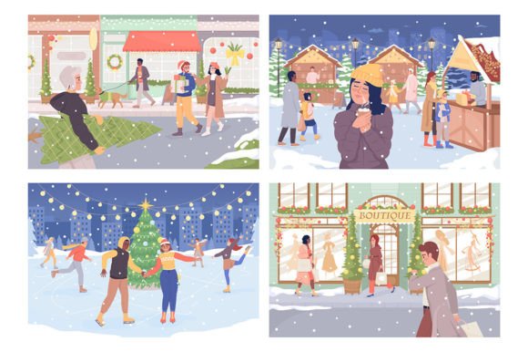 Winter Outdoor Recreation Illustrations: Graphics for Crafters